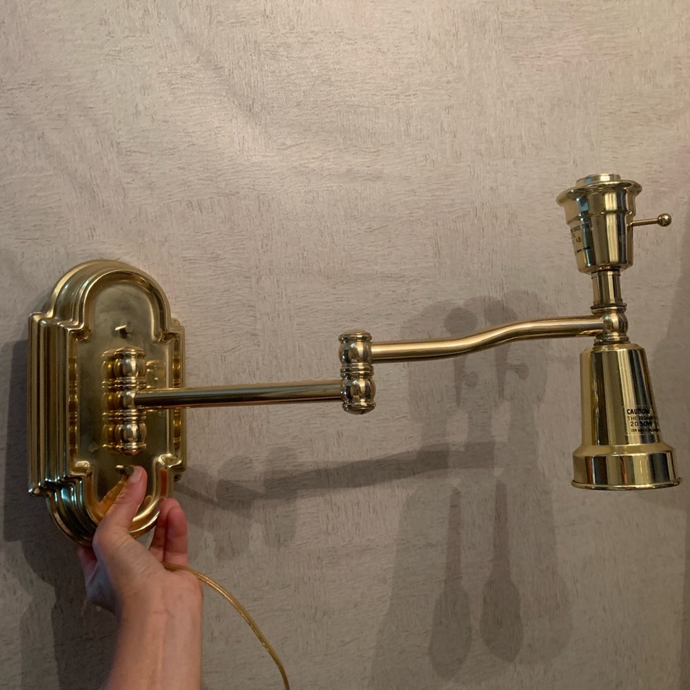 Mid-Century Modern Swing Arm Brass Lamp Articulating Wall Sconce Light Vintage